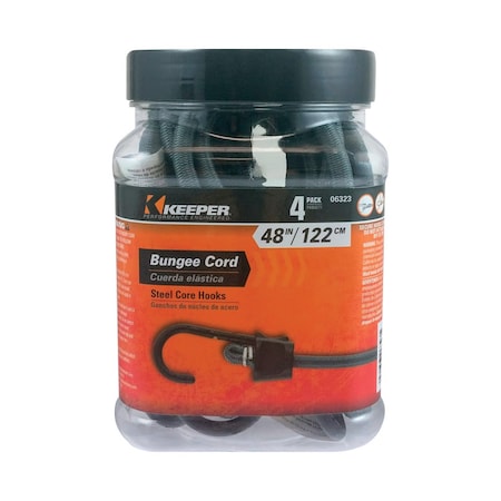 Keeper Keeper Black/Gray Bungee Cord 48 in. L X 0.374 in. 4 pk 6323